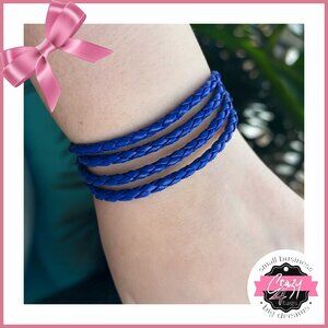 Blue Braided Leather Bracelet (ONE)
